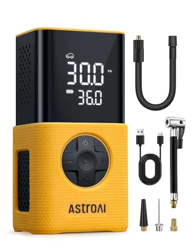AstroAI Elektrische Luftpumpe - Kabellose Mini Reifenpumpe - Mobile Kompressoren & Luftpumpen, mit 150 PSI Maximaldruck und präzisem TrueGauge-Display für schnelle und sichere Aufpumpvorgänge.