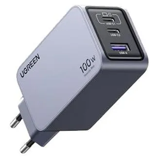 UGREEN USB C Ladegerät 100W, Nexode Mini 3-Port Schnellladegerät - Handy Ladegeräte: Kompaktes 100W GaN Charger mit 3 Ports, ideal für superschnelles Laden von bis zu 3 Geräten gleichzeitig, perfekt für unterwegs.