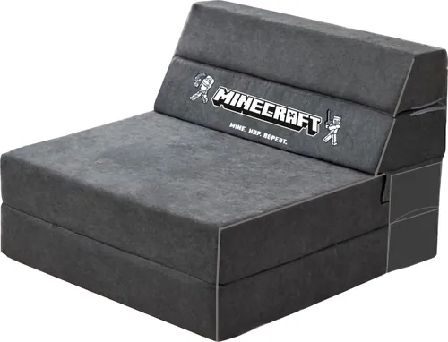 roba Minecraft Gaming Sofa - Grau - 119x80x80cm - Sofa und Schlafsofa in einem, bietet höchsten Sitz- und Liegekomfort dank hochwertiger Polsterung, inspiriert von Minecraft-Elementen.