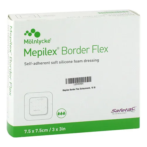 Mepilex Border Flex Schaumverband haftend 7,5x7,5 cm Inhalt: 10 St