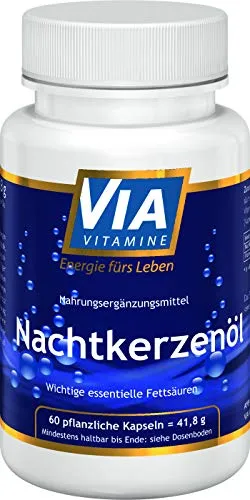 Nachtkerzenöl 500mg 60 Kapseln Linolensäure, Gamma Linolensäure GLA, natürliches Vitamin E, Alpha Linolensäure, kaltgepresst, Premiumqualität aus Deutschland