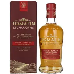 Tomatin Cask Strength - Hochwertiger Highland Single Malt Whisky - Whisky in voller Fassstärke mit 57,5% Vol., limitiert auf 15.000 Flaschen jährlich, ohne Farbstoff und Kühlfiltration für puren Genuss.