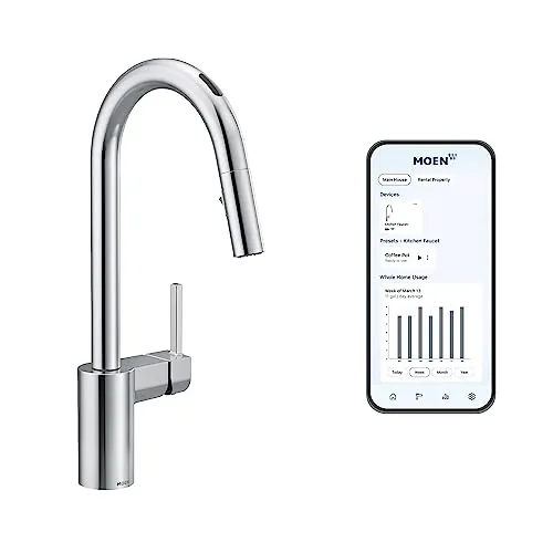 Moen 7565EVC Align U by Moen Smart Pulldown Küchenarmatur mit Sprachsteuerung und MotionSense, Chrom