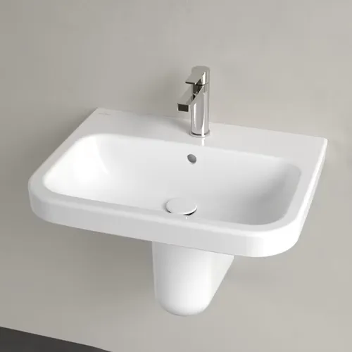 Villeroy Boch Waschbecken Architectura 600x470mm - Rechteck, 1 Hahnloch mit Überlauf, stilvolles Design in Weiß Alpin