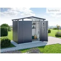 Biohort Metallgerätehaus Panorama® P5, Dunkelgrau - Stilvolles Gartenhaus - Gartenhäuser: Das Biohort Metallgerätehaus Panorama P5 bietet hohe Stabilität, Langlebigkeit und eine komfortable Doppeltür für müheloses Verstauen Ihrer Geräte.