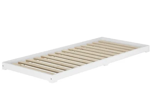 ERST-HOLZ Flachbett Massivholz Kiefer Weiß 100 x 200 - Niedrigflurbett aus massivem Kiefernholz, ideal für kleine Räume. Mit nur 9 cm Höhe bietet es optimalen Schlafkomfort und ist leicht verstaubar. Perfekt für Gästezimmer oder als Notbett!