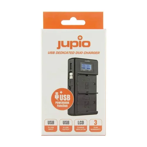 Jupio Ladegerät Doppel für Nikon EN-EL15 (A) USB - LCD - Praktisches Doppel-Ladegerät für Nikon EN-EL15 Akkus, ermöglicht schnelles und einfaches Laden über USB, ideal für Fotografie-Enthusiasten.