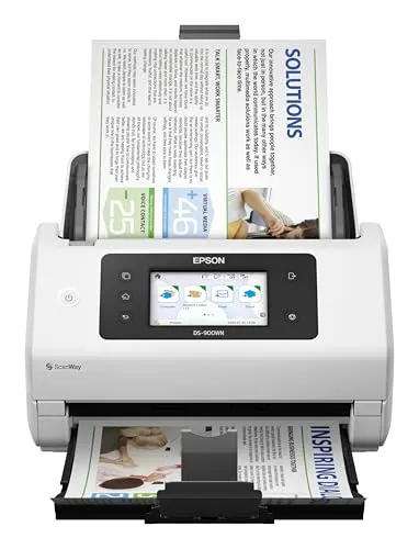 Epson WorkForce DS-900WN Scanner - Kompakter Einzelblattscanner mit Farb-Touchdisplay, ideal für hohe Scanvolumen dank Duplexscan und integrierter WLAN-Schnittstelle.