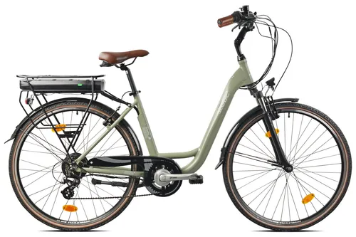 LLobe County City E-Bike 28", grün - E-Bike für Stadtverkehr und Ausflüge, kombiniert einfache Handhabung mit moderner Technik für Pendler und Freizeitfahrer, umweltfreundlich und komfortabel.