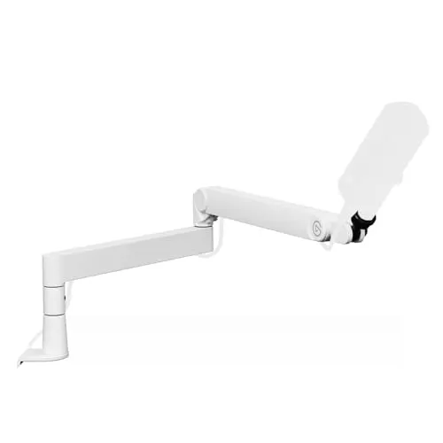 Elgato Wave Mic Arm Pro White – 360° drehbarer Mikrofonarm mit niedrigem Profil und Gasfeder, kompatibel mit Elgato-Mikrofonen/Shure SM7B/HyperX/Rode/Blue Yeti & mehr – Für Broadcasting/Podcasting