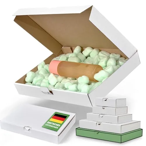 smiley pack 200 Maxibriefkartons 350 x 250 x 50 mm weiss (200 Stück) DIN A4+ Maxibrief Versandkarton für DHL DPD GLS Hermes Warensendung Büchersendung mit Steckverschluss