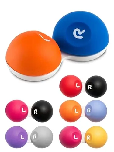 SPORTS WORLD VISION 6PC Kontaktlinsenbehälter mit weichem Griff & rutschfester Gummiaußenseite | Reise-Aufbewahrungsbehälter mit Schraubverschluss für Kontaktlinsenlösung in Großpackung L&R Markierung