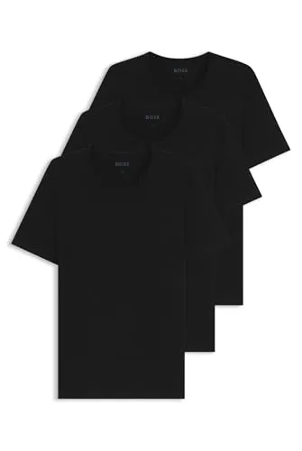 BOSS Hugo Herren T-Shirt Rn 3p Co T-Shirt - Black1, XL - T-Shirts für Herren mit Regular Fit, Logo-Stickerei und getragen von David Beckham in der BOSS ONE Kampagne - für stilbewusste Männer.