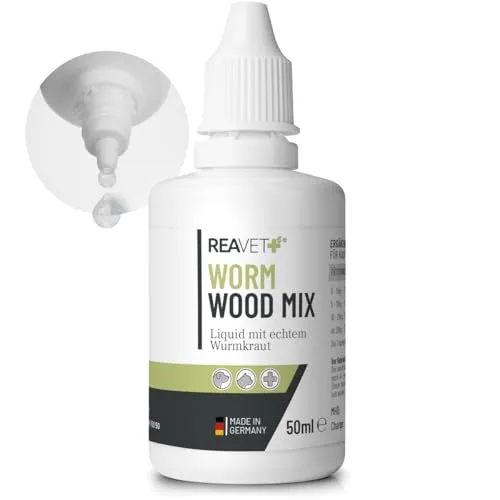 REAVET Wormwood Mix Liquid 50 ml - Tiergesundheit – Natürliche Unterstützung bei Wurmbefall mit echtem Wurmkraut, fördert Magen-Darm-Gesundheit und stärkt das Immunsystem.
