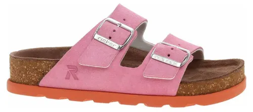 Damen Hausschuhe Rieker V3190-31 rosa 37 - Stylische Damen Hausschuhe von Rieker mit weicher Lederinnensohle und flexiblem Antistress-System. Ideal für hohen Tragekomfort im Alltag. Der 2,8 cm hohe Keil sorgt für eine elegante Silhouette.