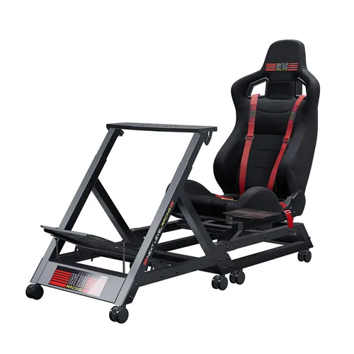 Next Level Racing GTtrack Simulator Cockpit - Sim Rigs für Racing-Fans, mit verstellbarer Halterung für Lenkrad und Pedale, ergonomischem Schalensitz und 4-Punkt-Gurt für ein authentisches Renngefühl.