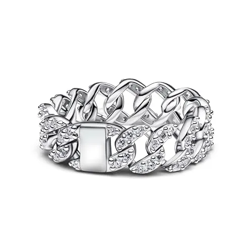 Pandora Silberring Kettenring mit Zirkonia - Fingerringe aus 925er Sterlingsilber, elegant mit funkelndem Zirkonia-Pavé, perfekt für besondere Anlässe oder als stilvolles Accessoire.