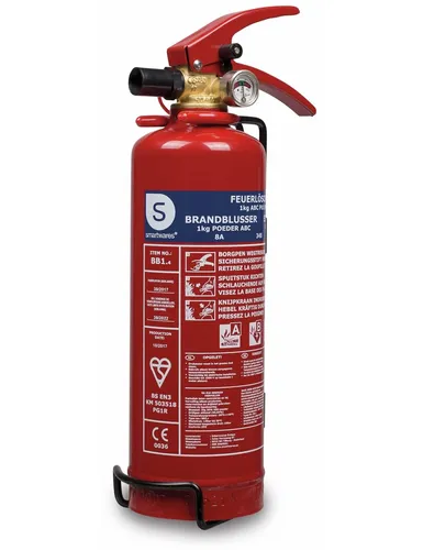 Smartwares Europe Feuerlöscher 1 kg, ABC-Pulverlöscher für Brandklasse 8A, 34B, C - Kompakter ABC-Pulverlöscher für den Einsatz in PKW, LKW, Wohnmobilen und Küchen. Mit geprüfter Qualität und Drucksteuerung für effektive Brandbekämpfung. Ideal für den Haushalt und unterwegs.