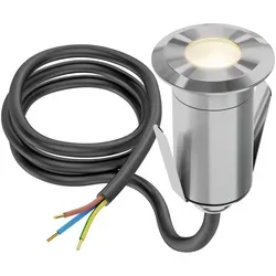 ledscom.de LED Bodeneinbauleuchte GLOX für außen, IP67, aluminium, rund, 35mm Ø, warmweiß, matt