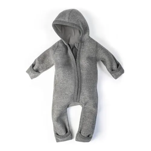 Ehrenkind® WALKOVERALL | Baby Wollwalk-Overalls aus Natur Schurwolle mit Reißverschluss | Walk Wolle Woll-Anzug für Kleinkind und Baby Grau Gr. 86/92