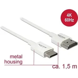 DeLOCK Slim HDMI Ethernetkabel 1,5m - 4K Unterstützung - Hochwertiges 1,5m HDMI zu mini HDMI Kabel mit dreifacher Abschirmung für eine stabile Verbindung und brillante Bildqualität. Ideal für Audio- & Videoanwendungen.