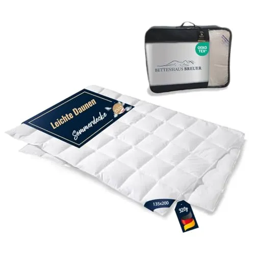 Daunenpass Sommer Daunen Bettdecke 135x200 - Bettdecken für Erwachsene und Kinder, aus 100% neuen Daunen, kühlend und ideal für warme Nächte, mit OEKO-TEX Zertifizierung für höchste Qualität.