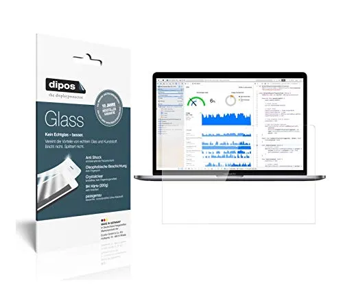 dipos I 2X Displayschutz klar kompatibel mit Apple MacBook Pro 13 Zoll (2019) Schutzfolie 9H Anti-Shock