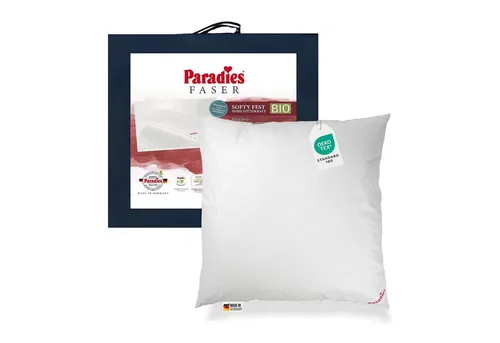 Paradies Kopfkissen Softy Bio fest 80x80 cm – Hohe Stützkraft für erholsamen Schlaf - Das Paradies Softy Bio Kopfkissen 80x80 cm bietet eine hohe Stützkraft und individuellen Komfort dank regulierbarer Füllmenge. Pflegeleicht, waschbar bis 60°C und ideal für alle Schlafpositionen.