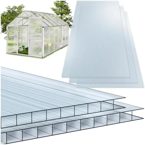 tectake® Polycarbonat Doppelstegplatten 14er Set, UV-beständige Kunststoffpaneele für Terrassenüberdachungen - Vielseitige Polycarbonatplatten für den Außenbereich – ideal für Terrassenüberdachungen und Gewächshäuser. Robust, leicht zu verarbeiten und UV-beständig für langfristige Nutzung.