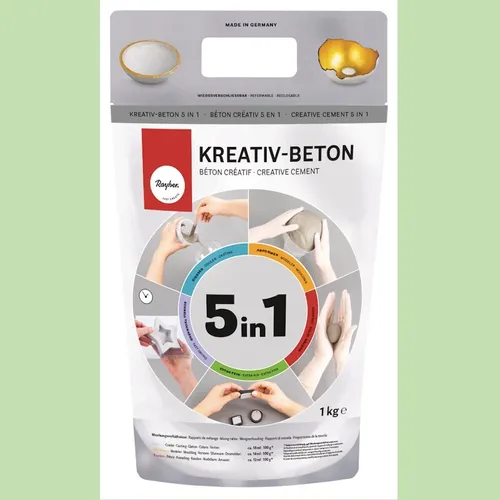 Rayher Kreativ-Beton 5in1 steingrau im 1kg-Beutel