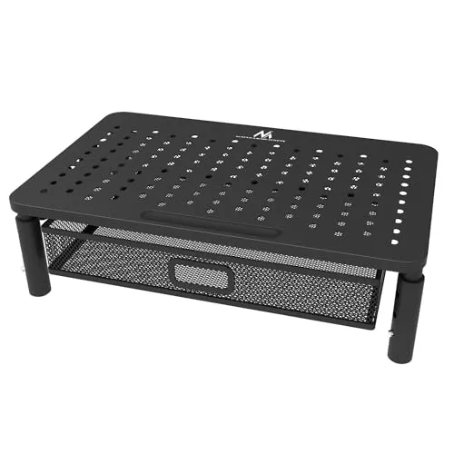 Maclean MC-947 - Ergonomischer Monitor- und Laptop-Ständer, 13-32 Zoll, höhenverstellbar mit Schublade für optimale Arbeitsorganisation und Komfort