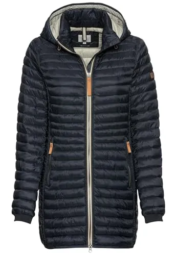 camel active Damen Steppjacke aus recyceltem Polyamid Dunkelblau - Funktionsjacken aus GRS-zertifiziertem recyceltem Polyamid, wasserabweisend und winddicht, ideal für aktive Frauen, mit abnehmbarer Kapuze und praktischen Reißverschlusstaschen.