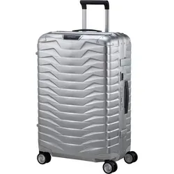 Samsonite 4-Rad Aluminium Trolley 69cm Proxis ALU silber - Trolley aus robustem Aluminium mit 360° drehbaren Leichtlaufrollen, ideal für Reisende, die Wert auf Qualität und Nachhaltigkeit legen. 100% recyceltes Innenfutter und 10 Jahre Garantie.