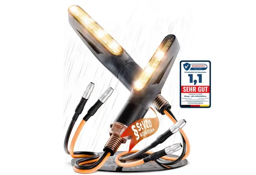 Binego® 4x LED Blinker Motorrad E Geprüft mit Lauflicht | StVZO konform 2er Set - Blinkerleuchten mit ECE E24 Zertifizierung für optimale Sichtbarkeit im Straßenverkehr. Modernes Design und einfache Montage für alle Motorräder, Roller und Quads.