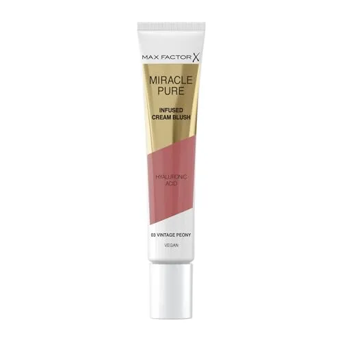 Max Factor Miracle Pure Cream Blush, hautverbessernder Blush mit Hyaluronsäure und Squalan, der 24H feuchtigkeitsspendet, sowie eine vegane und hochpigmentierte Formel hat, Fb. 03 Vintage Peony