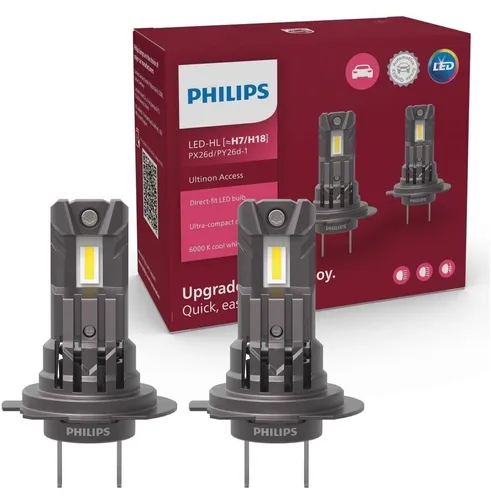 PHILIPS Ultinon Access H7 LED Glühbirne 6000K - Autobeleuchtungen mit 6000K Farbtemperatur für optimales Licht und bessere Sicht, ideal für sicheres Fahren bei Nacht.