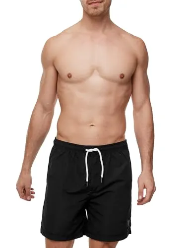 Indicode Herren Ferguson Badehose mit 3 Taschen und Tunnelzug | Badeshorts für Männer Black, L