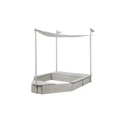roba Sandkasten in Schiff Form - wetterfester Massivholz-Sandkasten mit Sonnendach, ideal für kleine Piratenabenteuer und viel Stauraum