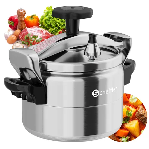Scheffler Schnellkochtopf Induktion 3L - Schnellkochtopf für alle Herdarten, spart bis zu 70% Kochzeit und bietet 3 Sicherheitssysteme für sicheres Kochen.