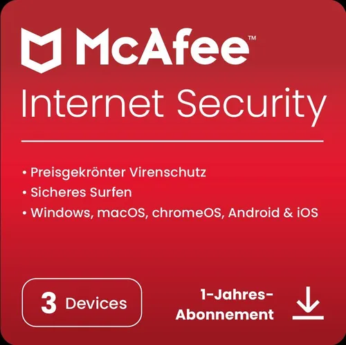 McAfee Internet Security, 3 Geräte 1 Jahr, 2026, Download