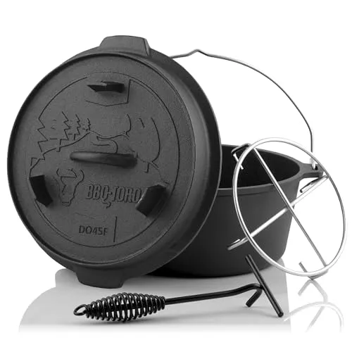BBQ-Toro Dutch Oven Forest Serie 4,2L | Preseasoned Gusseisen Kochtopf - Dutch Oven der Forest Serie, bereits eingebrannt für sofortige Nutzung, ideal für vielseitiges Kochen über Feuer, Grill oder Lagerfeuer.