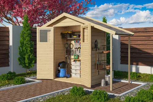 Karibu Gartenhaus Gerätehaus Dana naturbelassen  257x117x222 cm