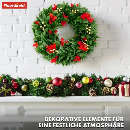 Photinia Weihnachtskranz Festkranz aus Photinia Blättern und festliche Elementen