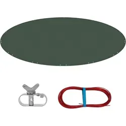 Woltu Pool-Abdeckplane (1-St), mit Ösen Drahtseil Aluminiumverschluss grau|grün 560 cm x 560 cm x 0.01 cm