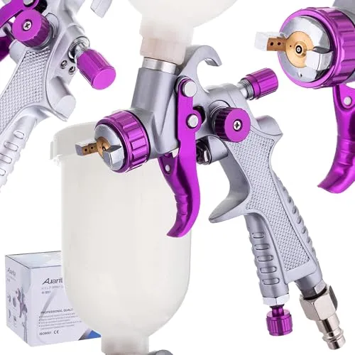 Auarita HVLP Mini Spritzpistole H-891, 1,0 mm Düse, 250 ml Fassungsvermögen - Druckluftzubehör, effiziente HVLP-Technologie für bis zu 30% Materialeinsparung und präzise Farbsteuerung in der Werkstatt.
