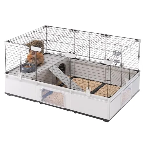Ferplast MODULAR 2 Kaninchenkäfig - Modularer Käfig für Kaninchen und Meerschweinchen, erweiterbar mit zusätzlichen Modulen und ausgestattet mit praktischem Zubehör für optimale Pflege und Unterhaltung.