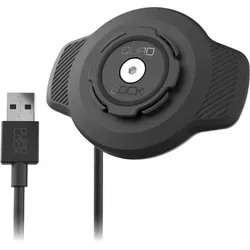 Quad Lock USB-A Kabelloser Ladekopf für E-Bikes - Wasserdichter, kabelloser Ladekopf für E-Bikes mit sicherer Befestigung. Ideal für GPS-Navigation und Musik, ohne Akku zu belasten. Wetterbeständig mit IP67-Schutz.