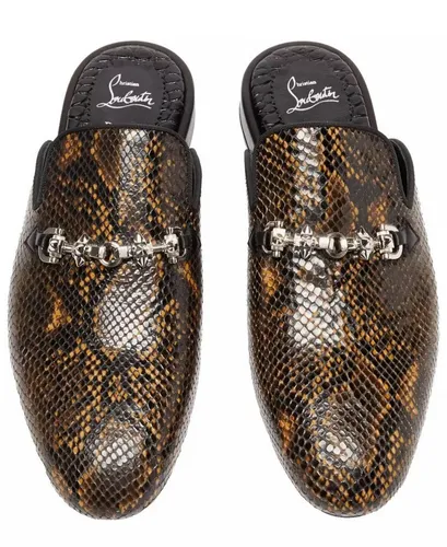 CHRISTIAN LOUBOUTIN Coolito Spikes Snk-Print Mules Schuhe Sandalen Slipper mit silbernen Maison Signature-Spikes, Made In Italien