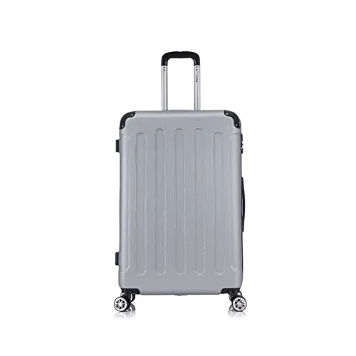 Flexot® Flex-2045 Koffer (16 Farben zur Auswahl) Zwillingsrollen Reisekoffer Trolley Hartschale (XL, Silber)