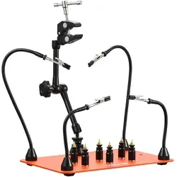 VEVOR Löthilfe dritte Hand - Magnetische Lötstation mit flexiblen Armen - Lötgeräte, ideal für präzise elektronische Reparaturen mit 4 flexiblen Armen und starkem Magnetfuß für maximale Stabilität und Effizienz.